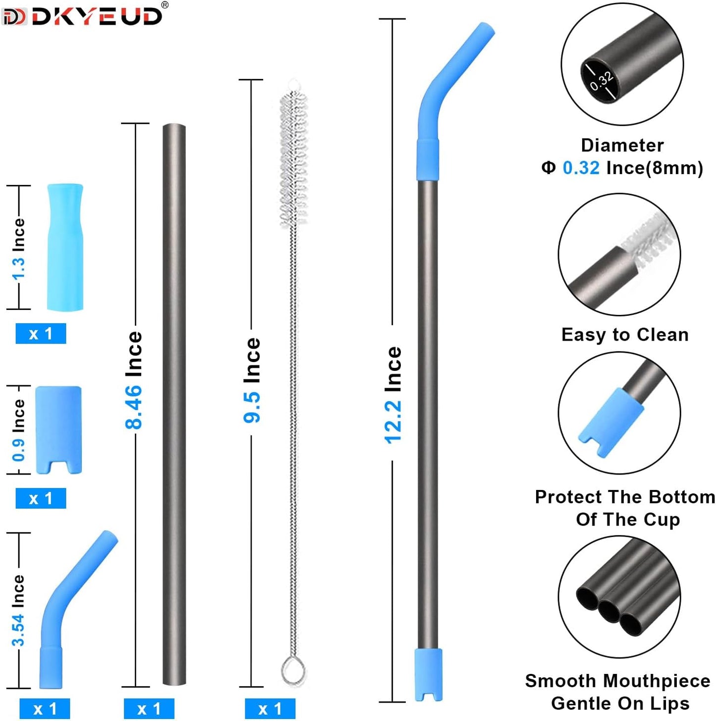 Quality Upgraded 8.5In Medical Grade Pure Titanium Straw Set 1PCS, Corrosion Resistance, No Metal Flavor, BPA Free, Eco-Friendly Metal Straws Reusable, Lightweight,Suitable For Sensitive Bodies