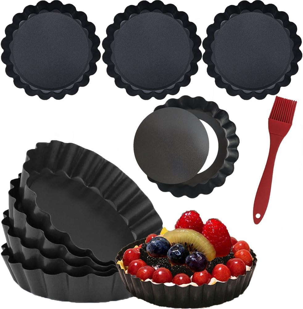 DATANYA 12Packs Mini Tart Pans 4 Inch Tart Pan Removable Bottom Round Nonstick Quiche Pan, Heavy Duty Fluted Side for Pies, Mousse Cakes, Dessert Baking