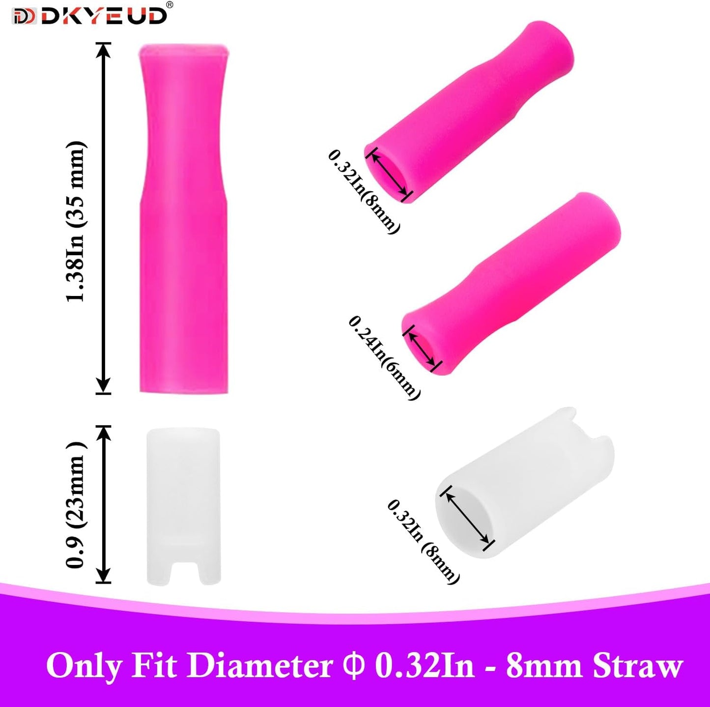 24PCS Food-Grade 12 Colors Metal Straws Reusable Silicone Tips,Silicone Base Sleeve,Only Fit Diameter 0.32In- 8mm Stainless Steel Straws,BPA Free, Eco-Friendly