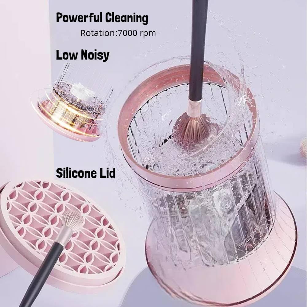 Cordless Electric Paint Brush Cleaner,Rinse Cup,Brush Rinser for Painting, Brush Cleaning Washer Rinser for Acrylic, Watercolor Painting,Bling Brush Holder (1, Bling Pink)