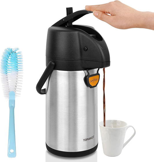 Airpot Coffee Dispenser Thermal with Pump,2.2L/74 Oz Insulated Stainless Steel Large Airpot Coffee Carafe Lever Action for Hot/Cold Water,Thermal Carafes for Hot Cocoa for Parties