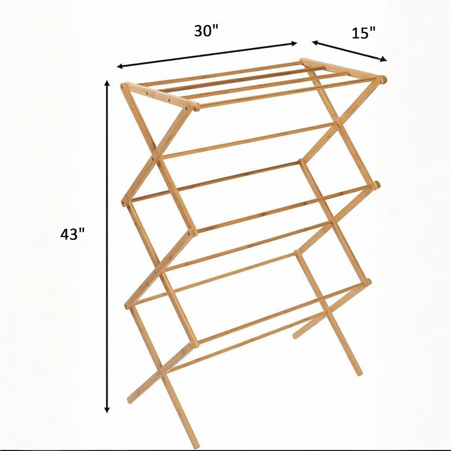 Collapsible Bamboo Drying Rack – Foldable Laundry Drying Stand for Indoor/Outdoor Use – Space-Saving Clothes Rack for Towels, Blankets & Delicates