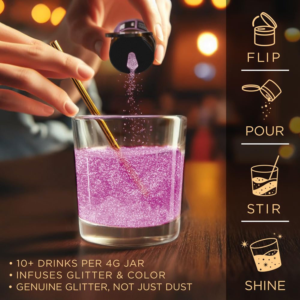 Brew Glitter Fuchsia Edible Drink Glitter 1x 4g Jar for Cocktails, Beer, & Beverages