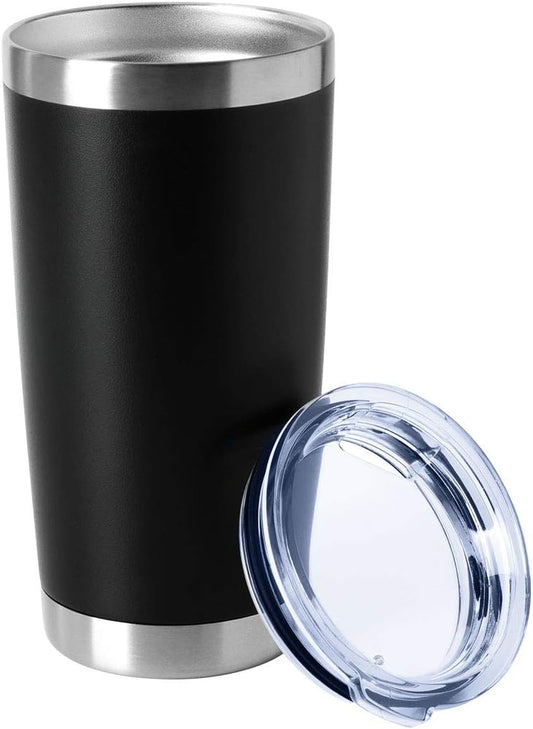 HASLE OUTFITTERS 20oz Tumblers Bulk Stainless Steel Cups with Lid Double Wall Vacuum Insulated Coffee Mugs for Cold & Hot Drinks 1 Pack, Black