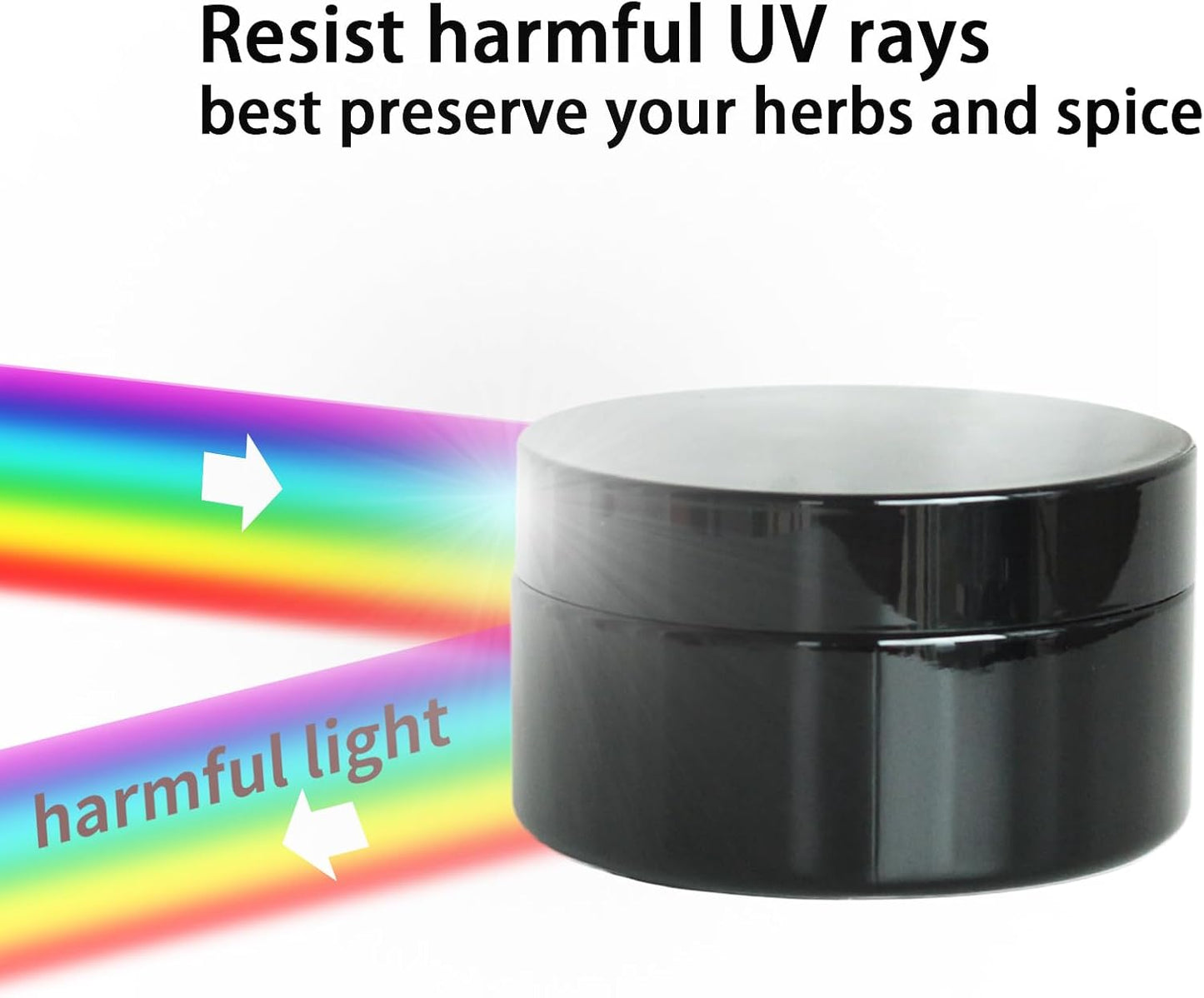 Black Glass Smell Proof Storage Jar 150ml Wide Mouth Airtight UV Protection Container for Spice Coffee