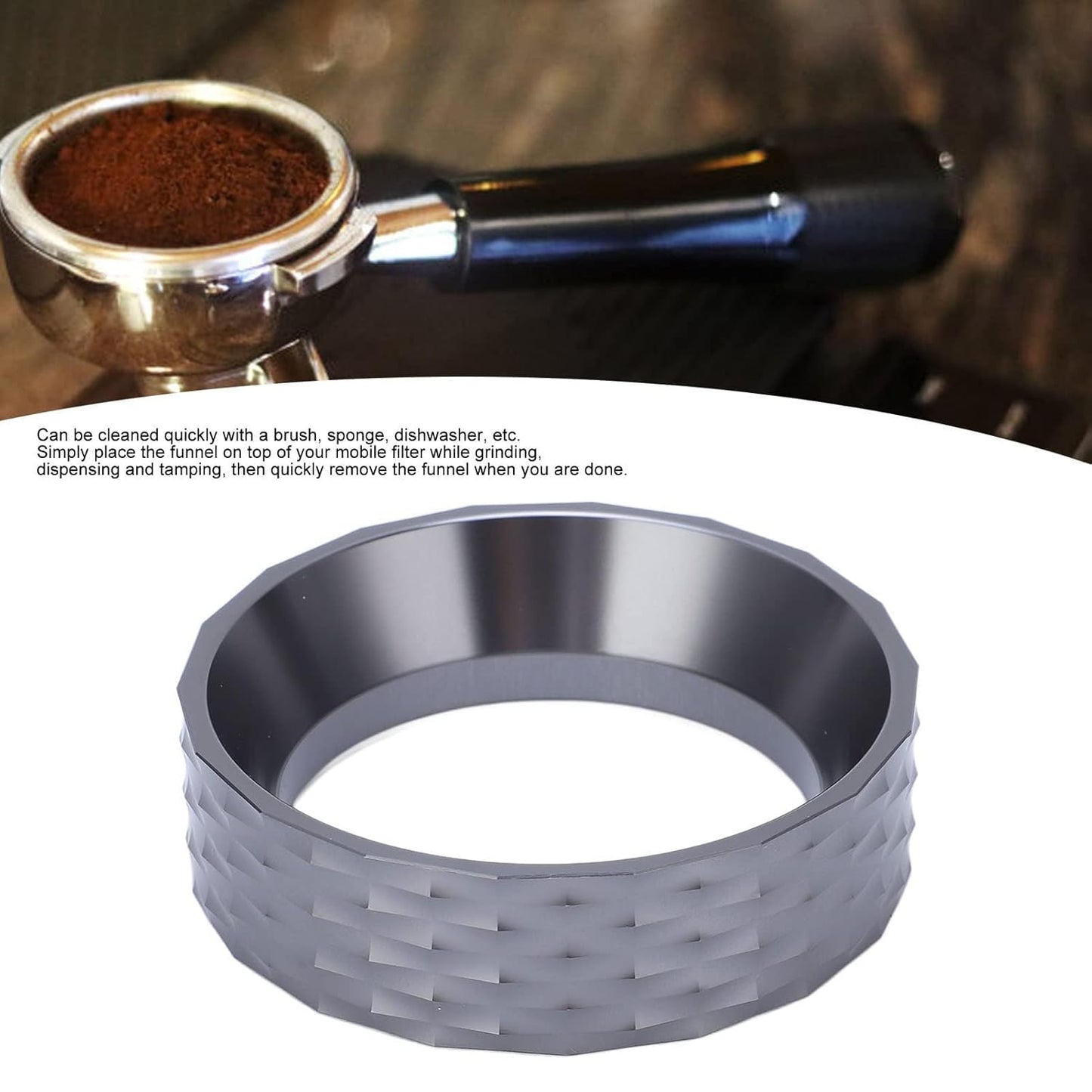 Magnetic Espresso Dosing Funnel Coffee Dosing Ring Aluminum Alloy Coffee Dosing Funnel Replacement for 51mm Portafilters (Grey)