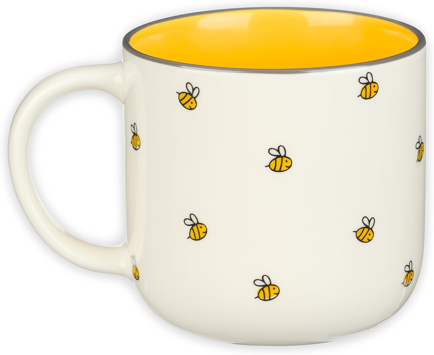 Christian Art Gifts Large Ceramic Coffee & Tea Mug for Women: Kind Words are Like Honey Inspirational Bible Verse, Non-toxic/Lead-free, Microwave/Dishwasher Safe Bumble Bee Cup, Yellow/White, 15 oz.