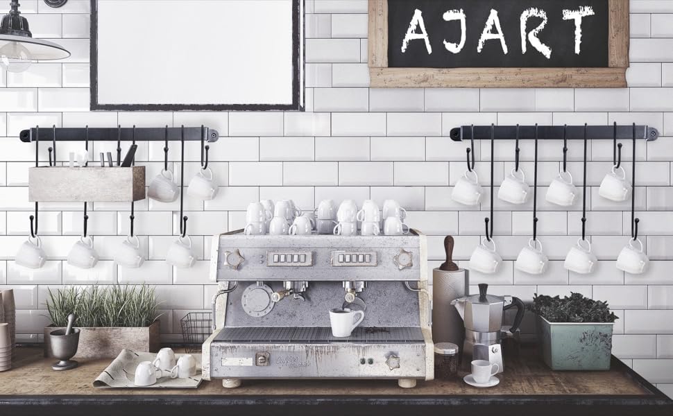 AJART Coffee Cup Holder Wall-Mounted: Hanging Coffee Mug Wall Rack - 23 Inch Coffee Cup Rack Storage Organizer