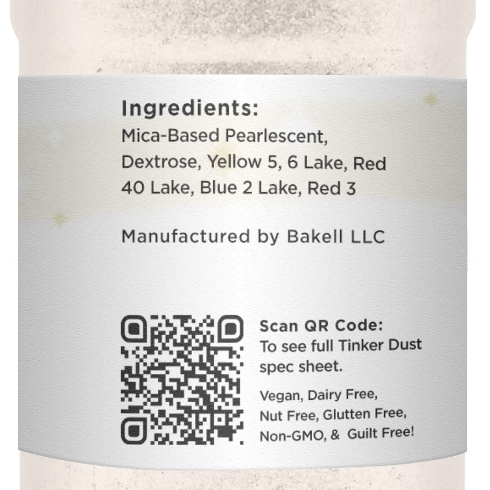 BAKELL Ivory Edible Glitter, 45 Grams | TINKER DUST Edible Glitter | KOSHER Certified | 100% Edible Glitter | Cakes, Cupcakes, Cake Pops, Drinks, Dessert Vegan Glitter & Dusts (45g Shaker, Ivory)