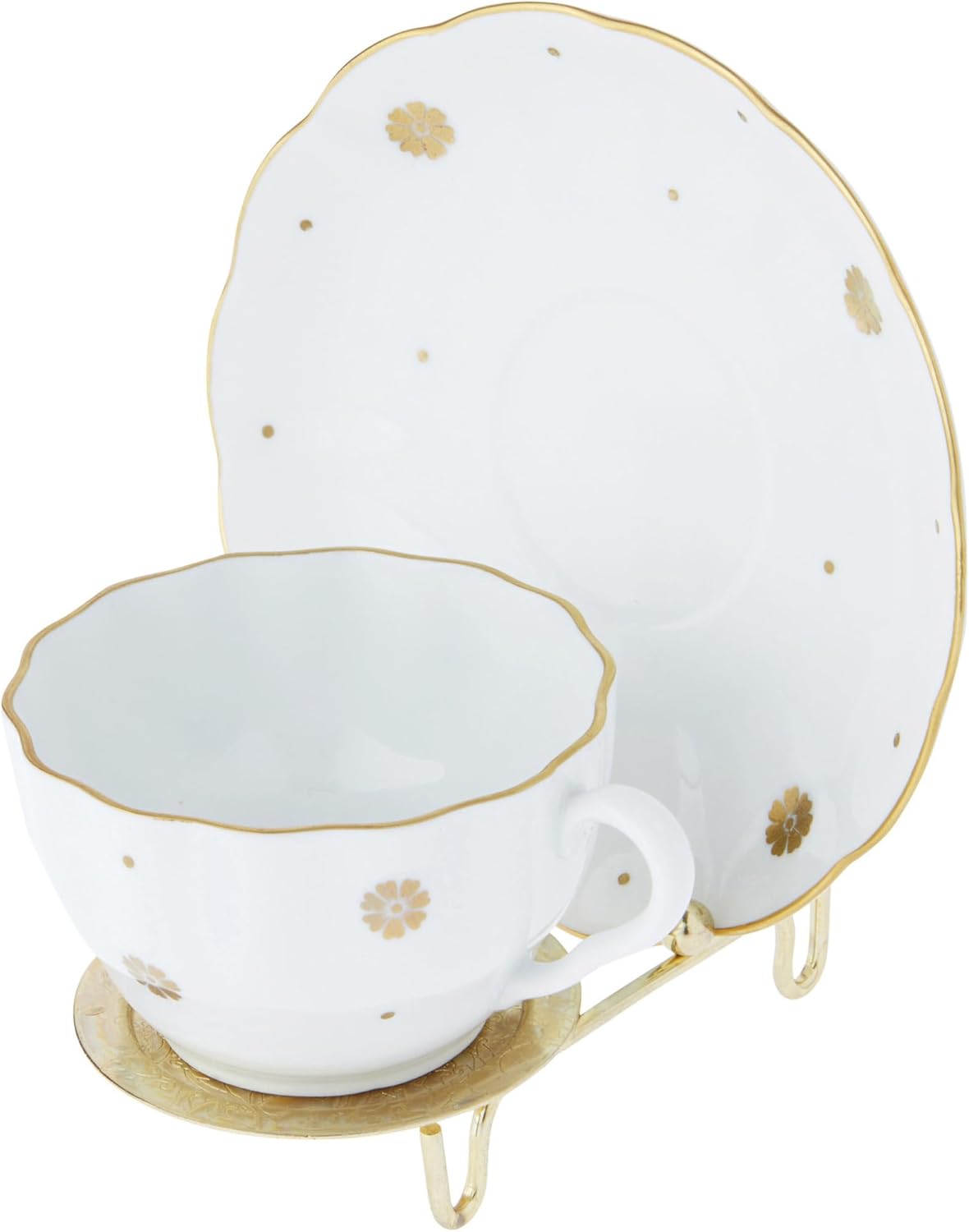 Bard's Ornate Shiny Gold-toned Cup and Saucer Stand, 3" H x 2.75" W x 4" D, Pack of 6