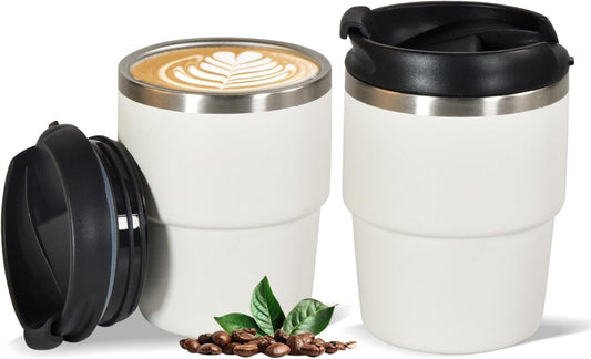 6oz Vacuum Insulated Espresso Cup Set of 2, Espresso Shot Cup for Coffee, Double Wall Stainless Steel Mini Tumbler Shot Glasses with Lid, Mini Coffee Cup