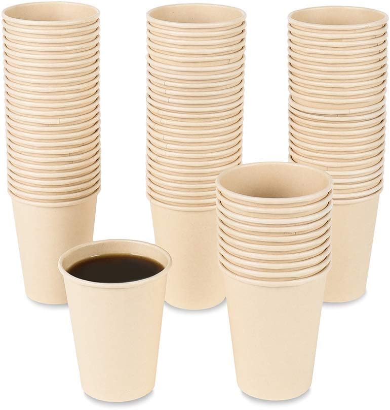 Disposable Coffee Cups Paper Cups Coffee Cups, Brown Hot Cups 120 Count 10 oz Water cups