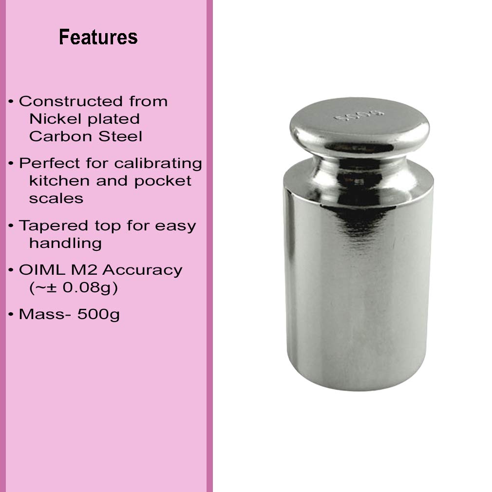 American Weigh Scales Calibration Weight for AWS Digital Scale, Chrome Plated, Carbon Steel, 500G(Chrome Finish)