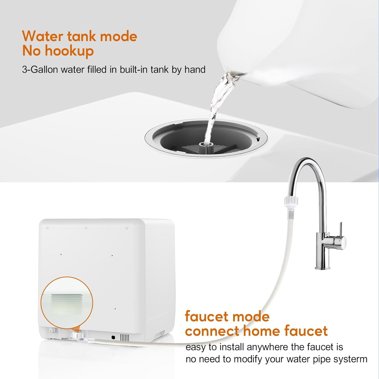 Countertop Mini Portable Dishwasher Tabletop Small Dishwasher with 5L Built-in Water Tank No HookupNeeded, Baby Care & Air-Drying Function，3 Place Set Capacity for Apartments Dorms Camping RVs