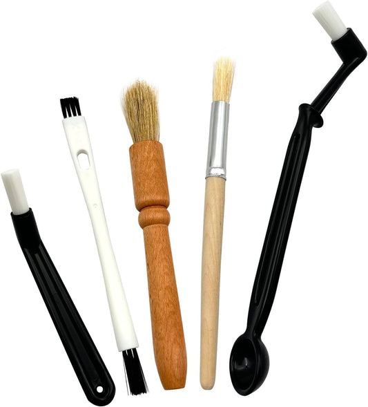 Coffee Brush Set with Wooden and Nylon Brushes for Coffee Machine Cleaning, Professional Espresso Brush Set with Nylon Espresso Brushes Wooden Coffee Grinder Cleaning Brushes