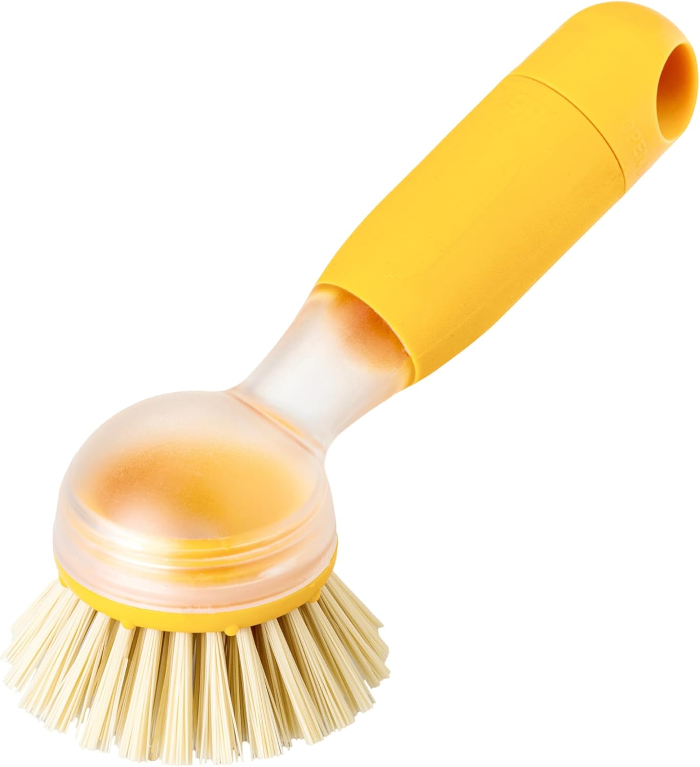 Vigar Rengo Soap Dispensing Dish Brush, Dish Brush with Soap Dispenser for Pot Scrubber, Dishes, Sink Cleaner, and Kitchen Essentials, Mustard