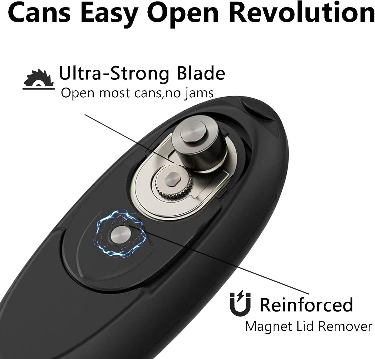 Automatic Electric Can Opener for Seniors for Kitchen:Anyone can Hands Free,One Touch Opener,Durable Blades,Rechargeable, Smooth Edge, Lightweight Small Size, Black