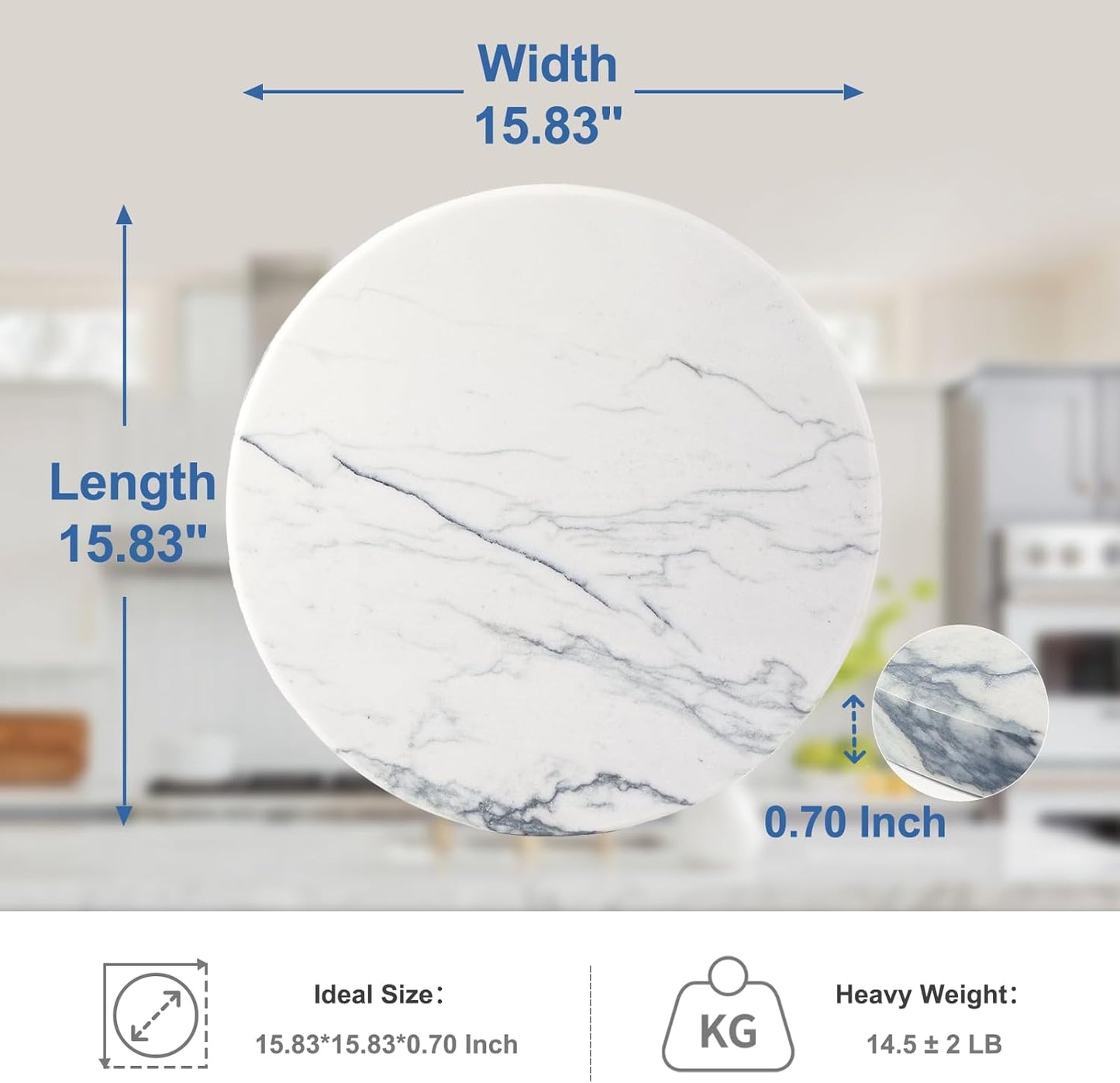 Koville White Marble Cutting Board Cheese Boards for Kitchen Countertop, Large Round Marble Charcuterie Board Pastry Boards for Kitchen Decor, Stone Tray Stone Slab for Home Decor