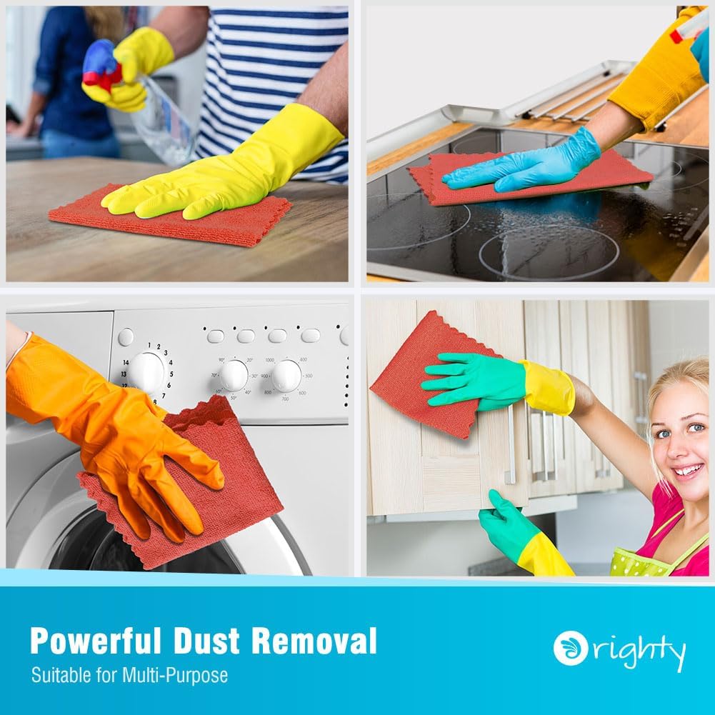 Orighty Cleaning Cloths, Shop Towels 50 Pack, Shop Rags Reusable, Microfiber Cleaning Rags Bulk for Cars, Multi-Purpose Lint Free Towels for Automotive, Mechanic, Kitchen, 11.5’’ x 11.5’’, Red