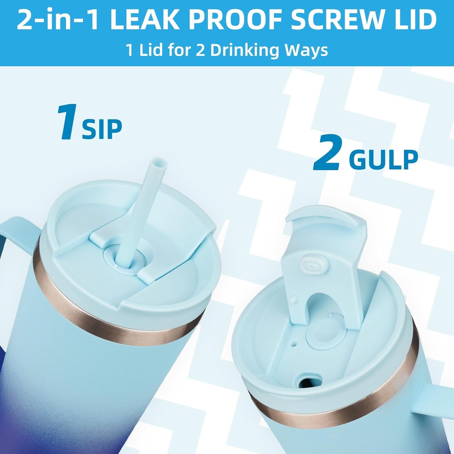 BJPKPK Insulated Tumbler with Handle, 18oz Insulated Tumblers with Lid and Straw, Stainless Steel Metal Water Bottles, Coffee Travel Mugs, Cups, Sky