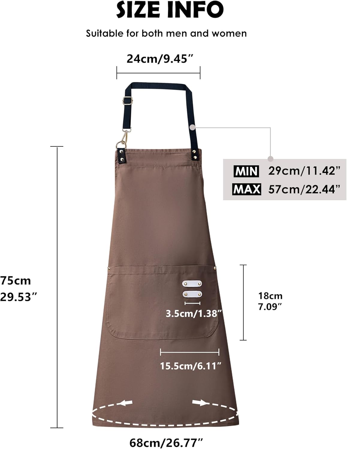 Lisianthus 2 Pack Adjustable Bib Aprons for Women with Pockets, Men's Kitchen Cooking Apron