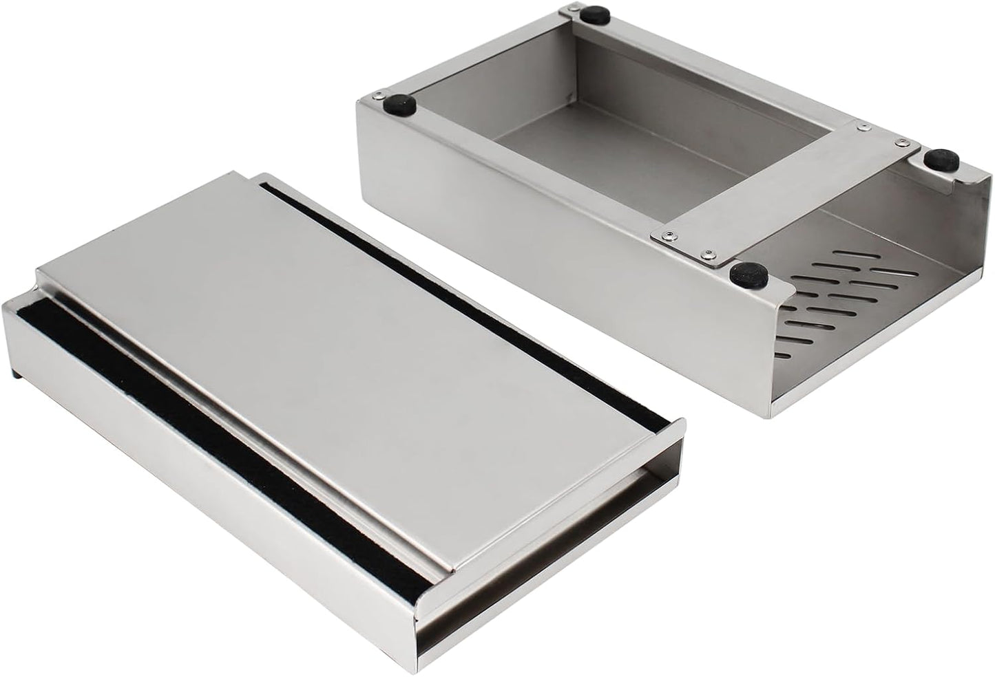 Espresso Knock Box Drawer, Stainless Steel Coffee Grounds Container with Removable Rubber Knock Bar and Non-slip Base, Mini 9.29 x 5.43 x 2.08 inches (Silver)