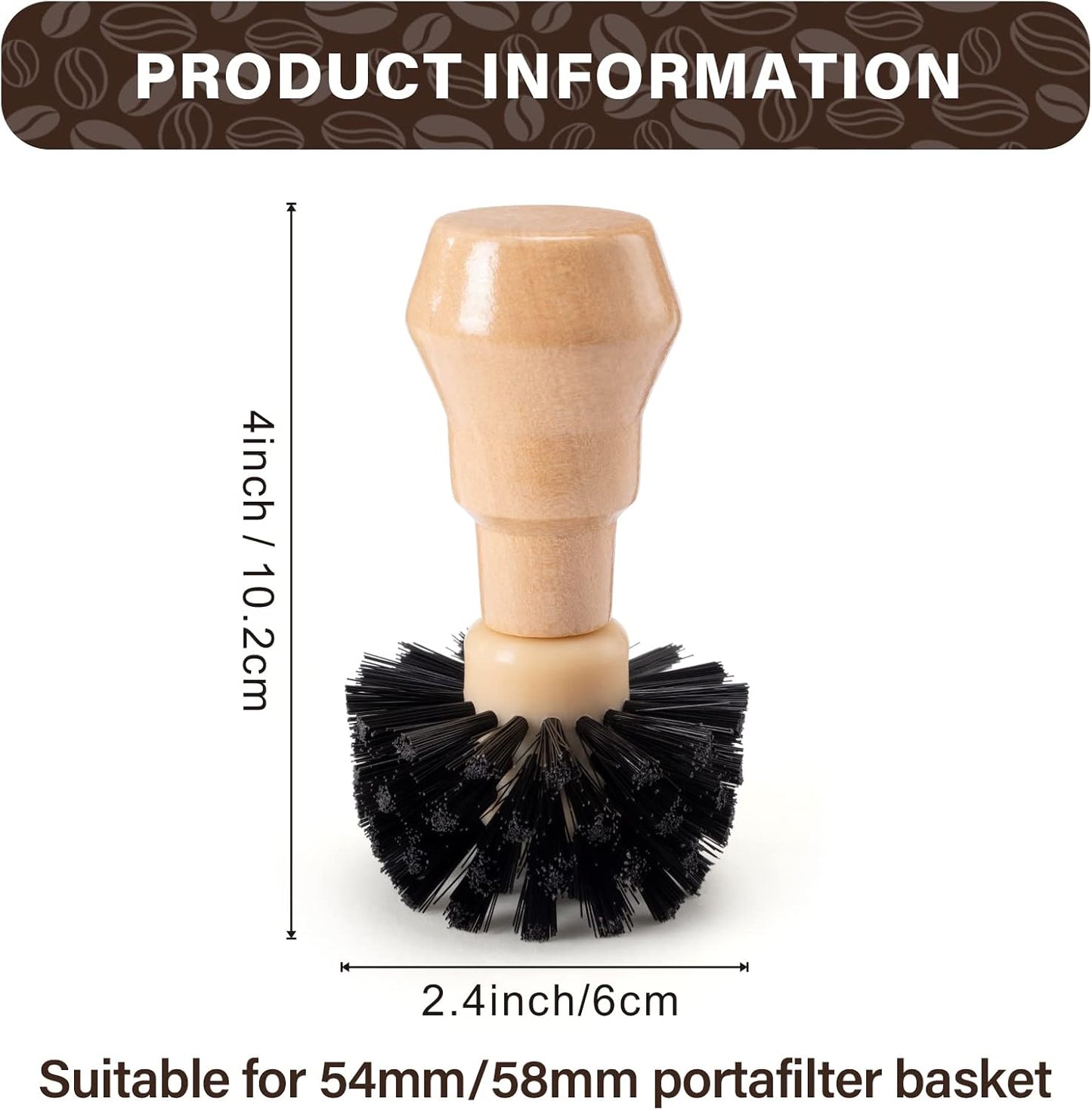 Coffee Portafilter Basket Cleaning Brush, Stiff Bristles and Wood Handle Coffee Accessories, Coffee Filter Brush Fits for 54mm/58mm Espresso Barista Machine Cleaning Tool