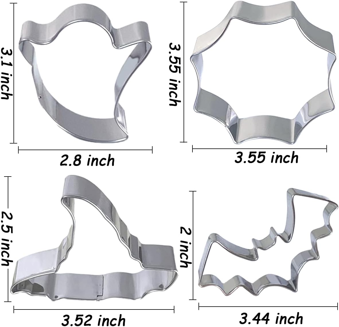 Halloween Cookie Cutters Large 7Pcs, Bat Pumpkin Magic Hat Cat Cookie Cutter, Sturdy Easy to Clean & Demold Pancake Dough Molds for Halloween Baking
