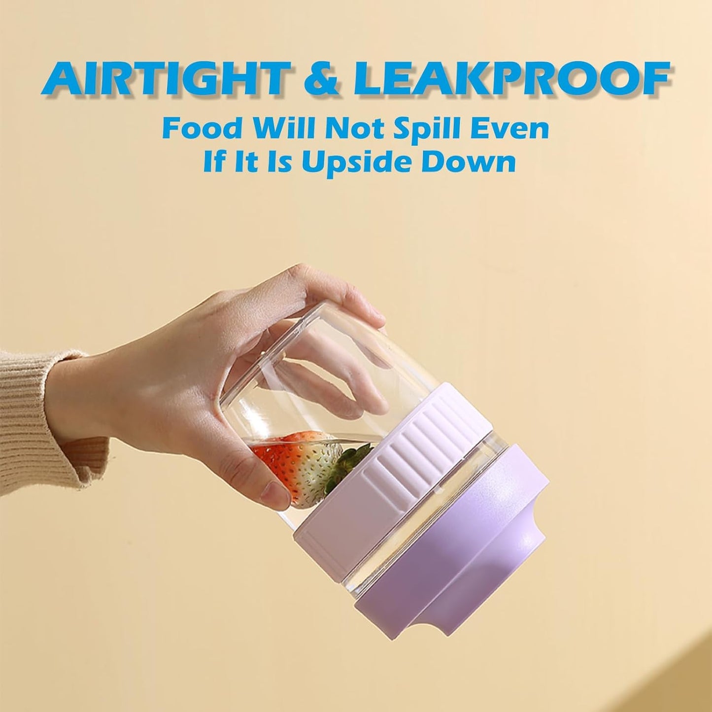 Breakfast On The Go Cups, Overnight Oats Containers With Lid And Folding Spoon, Take And Go Yogurt Cereal Snack Parfait Salad Containers For Lunch, Fruit & Vegetable Jar, 20 oz(Yellow)