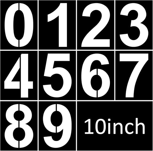 10 Inch Plastic Number Stencils - Reusable Digital Templates for Cake, Address, Painting
