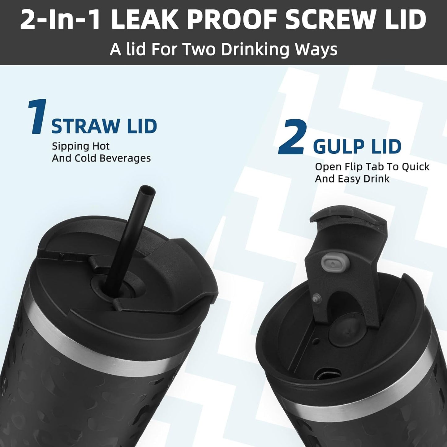 BJPKPK 18oz Insulated Tumbler With lid And Straw Stainless Steel Tumblers Travel Coffee Mug Reusable Thermal Cup,Black Leopard