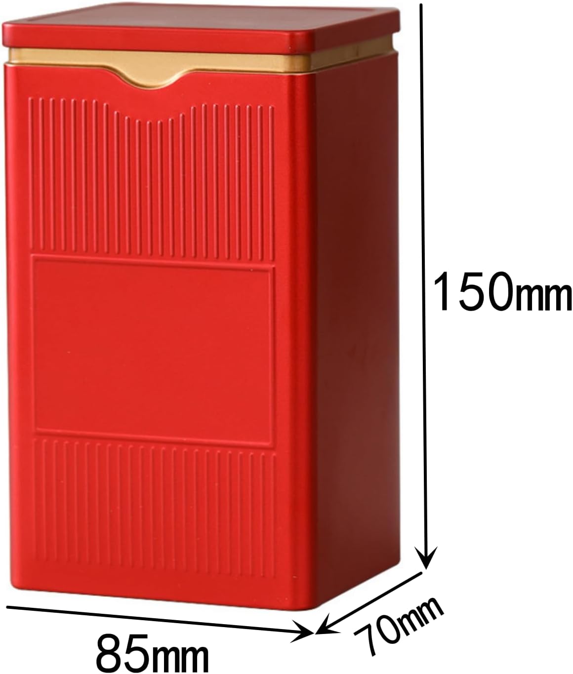 HAN SHENG Square Airtight Tea Tins - Red, Food Storage Containers for Loose Tea, Coffee, Spices (5.9"x3.4"x2.8")