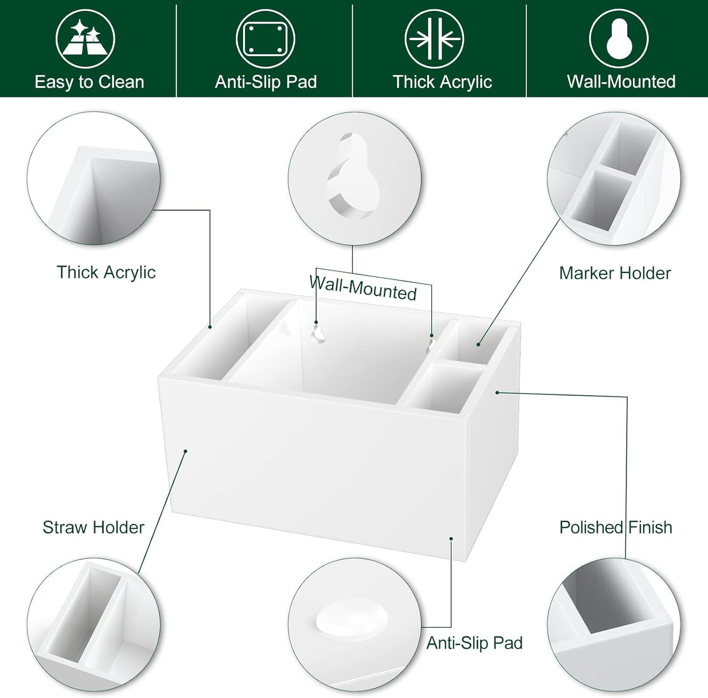 Cup Holder with Marker Slot, Party Cup Dispenser Acrylic Cup Organizer Mark Your Cup and Drink Up Caddy Modern Bar Counter Decor, White