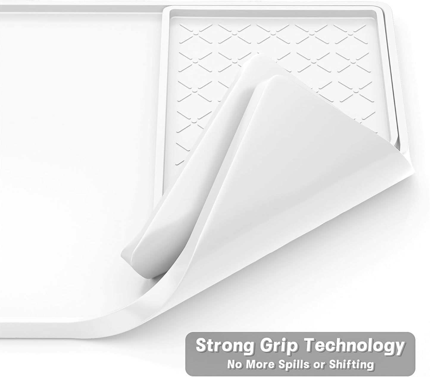 Rnivvi Silicone Coffee Mat, 16" x 24" Waterproof Raised Edge Coffee Bar Mats for Espresso Machine Station Accessories, Heat Resistant Detachable Dish Drying Pad for Kitchen Counter, Dish Rack, White