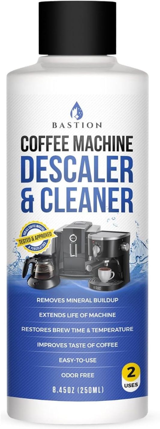 Bastion Coffee Machine Descaler & Cleaner - 2 Uses. (1 Bottle) Universal Descaling Solution Compatible with Keurig, Nespresso, Delonghi and All Single Use Coffee and Espresso Machines