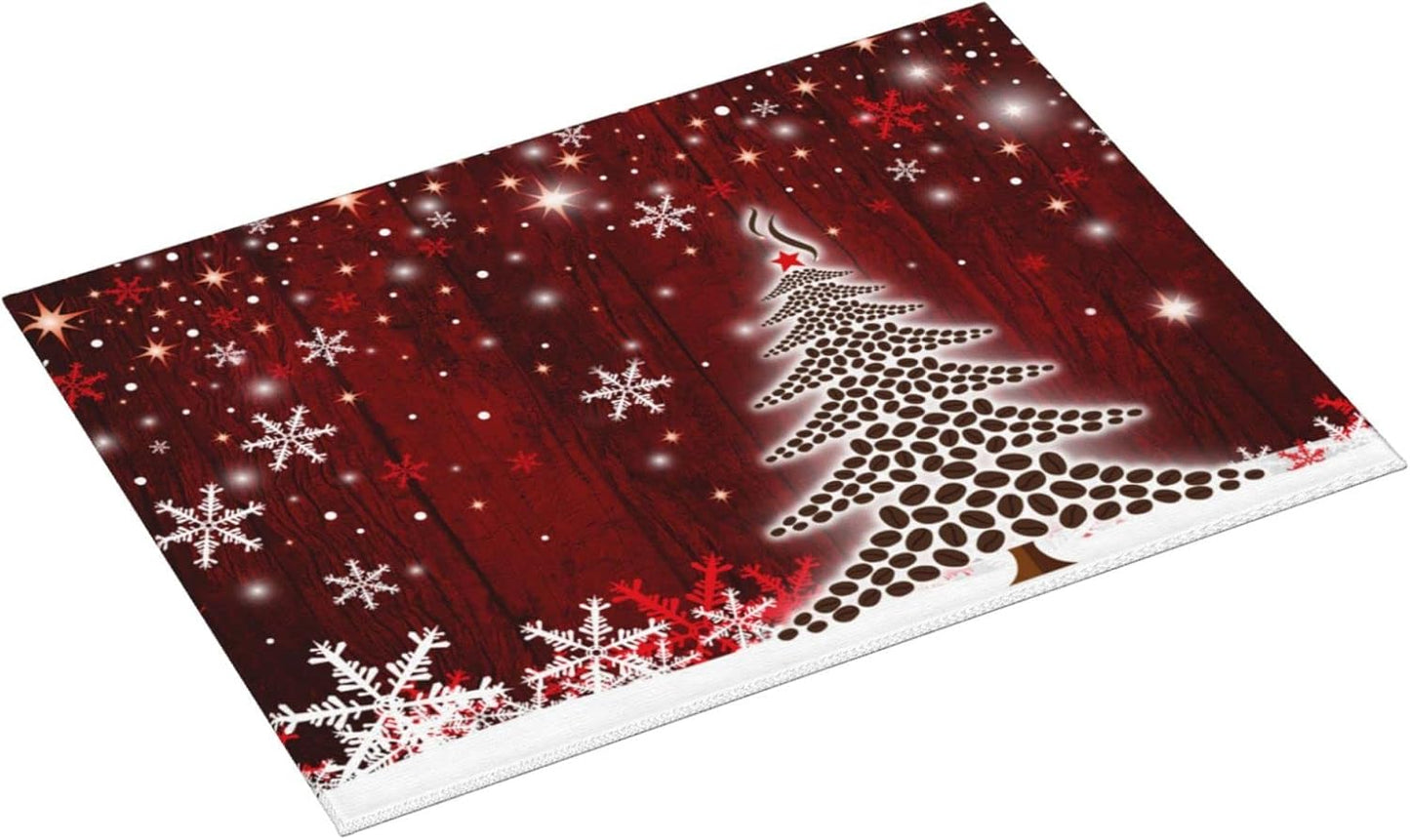 Large Dish Drying Mats For Kitchen Counter Microfiber Kitchen Drying Mat XL Draining Pad Absorbent Quick Drying Dish Mat 18x24 Inch - Christmas Tree