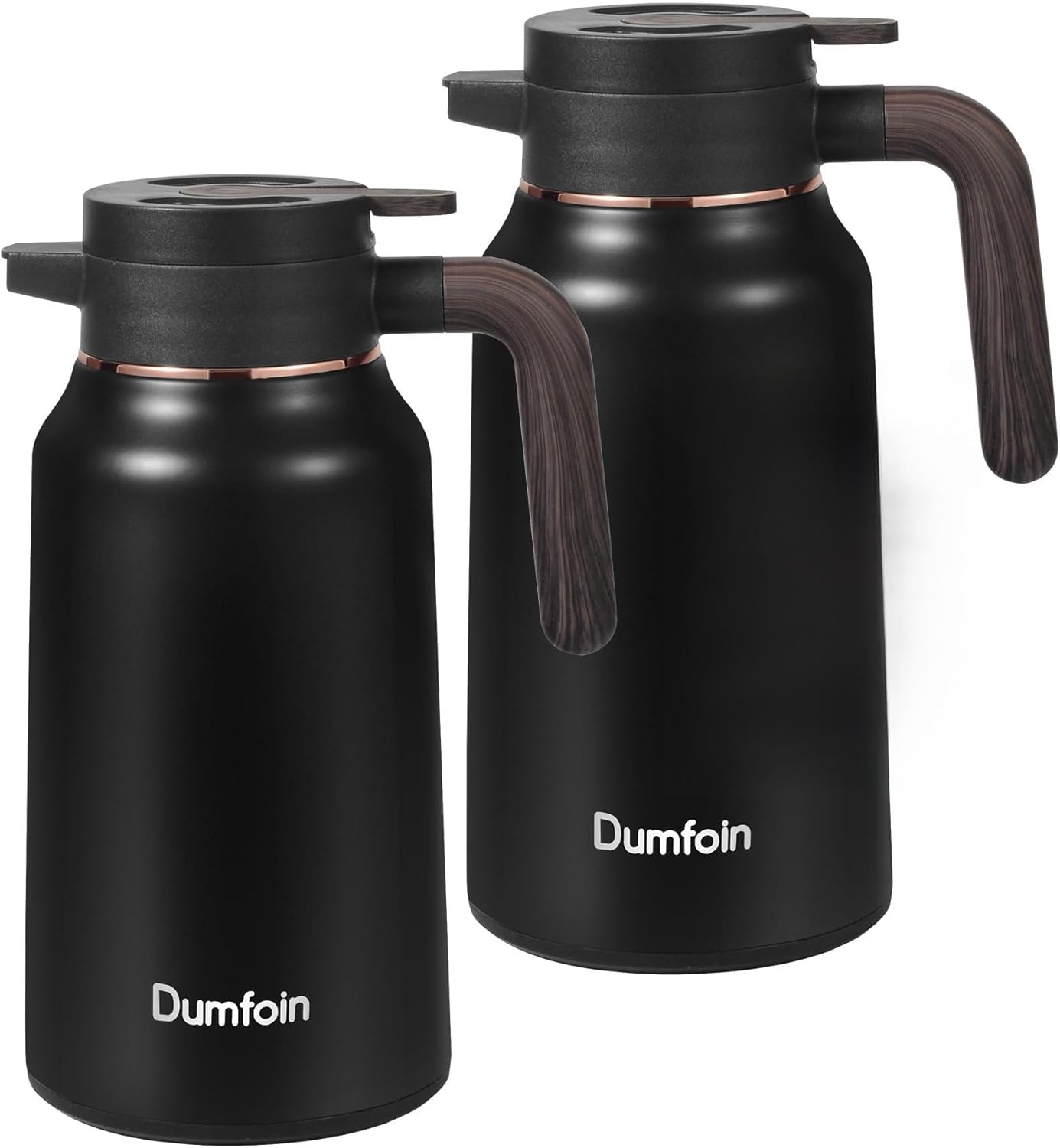 Carafes for Hot Liquids 70 oz - 12 Hour Stainless Steel Thermal Coffee Carafe-Insulated Coffee Carafes For Keeping Hot/Cold Coffee, Tea, Water, Drink Dispenser for Parties(2 Black)