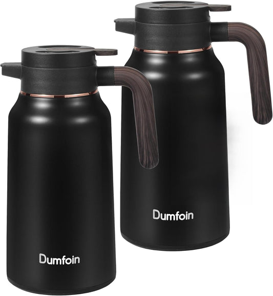 Carafes for Hot Liquids 70 oz - 12 Hour Stainless Steel Thermal Coffee Carafe-Insulated Coffee Carafes For Keeping Hot/Cold Coffee, Tea, Water, Drink Dispenser for Parties(2 Black)
