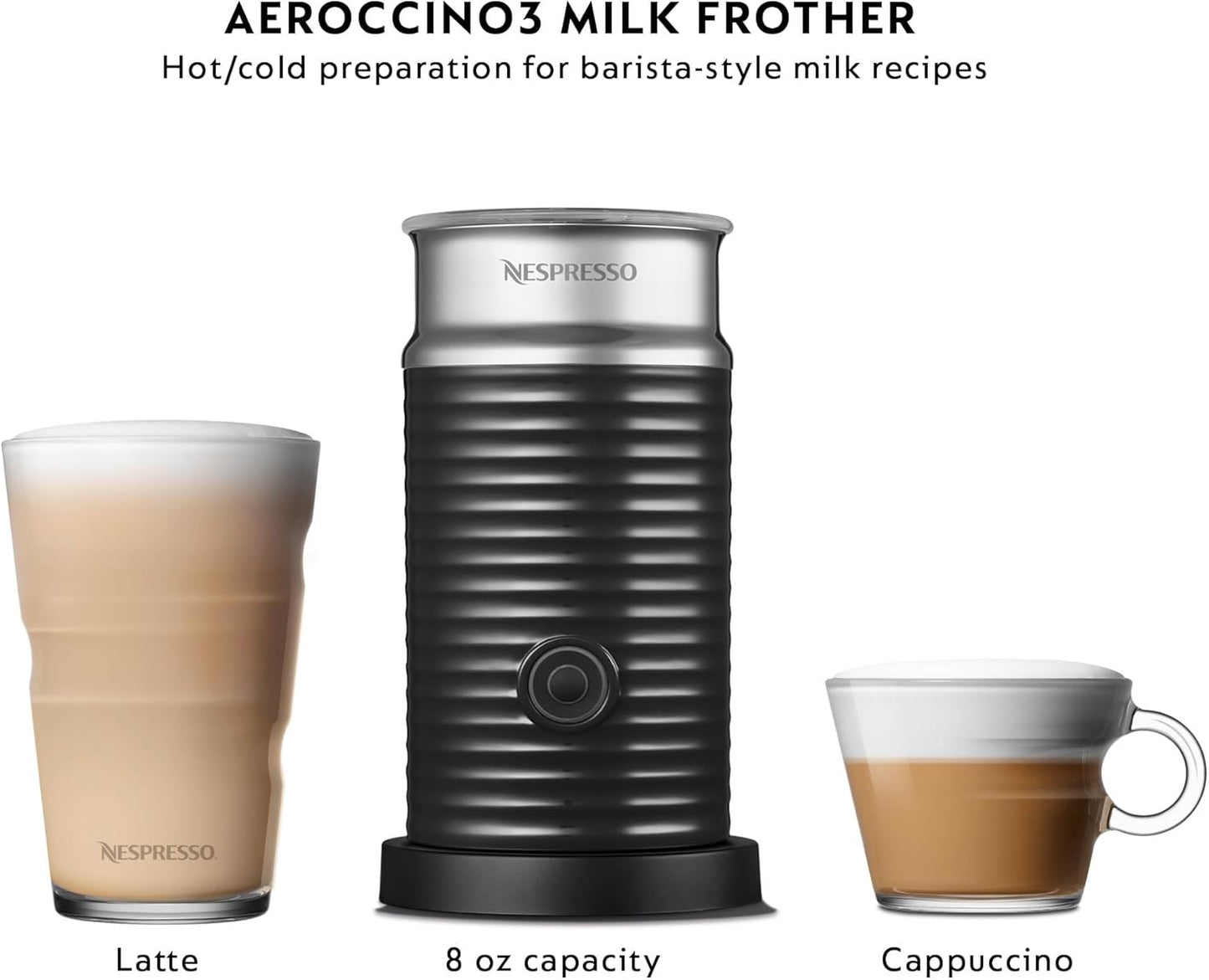Nespresso VertuoPlus Coffee and Espresso Machine by De'Longhi with Milk Frother, Ink Black