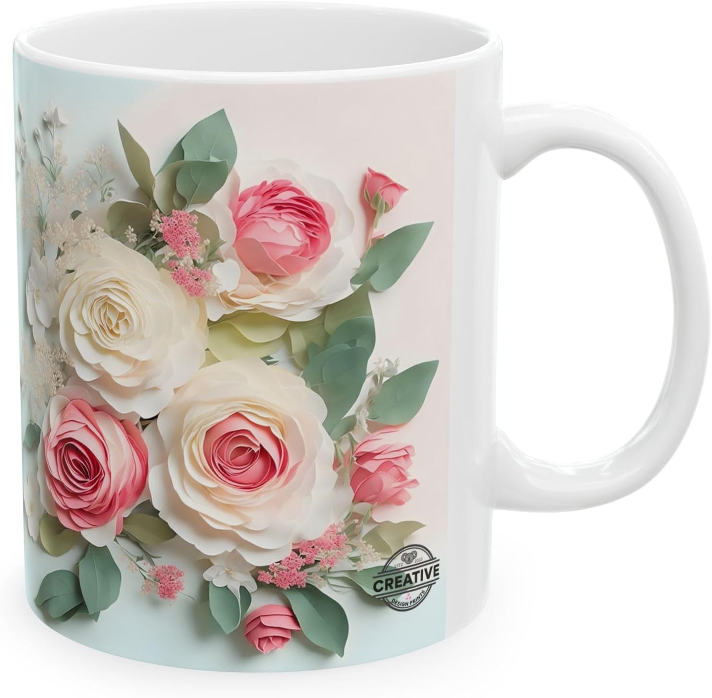 11 OZ Novelty Coffee Mugs - Christmas Gift (Rose Flower Theme)