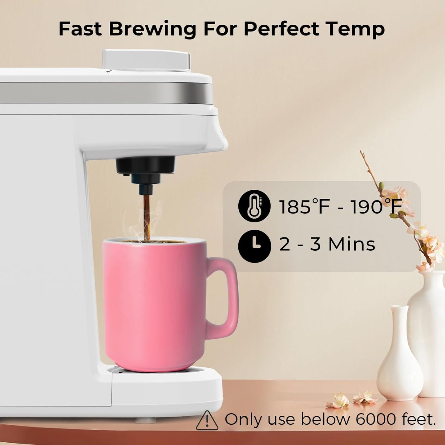 CHULUX Mini Coffee Maker for K Capsule, Single Serve Coffee Maker for One Cup Americano, Lightweight Pod Coffee Machine, Pearl White