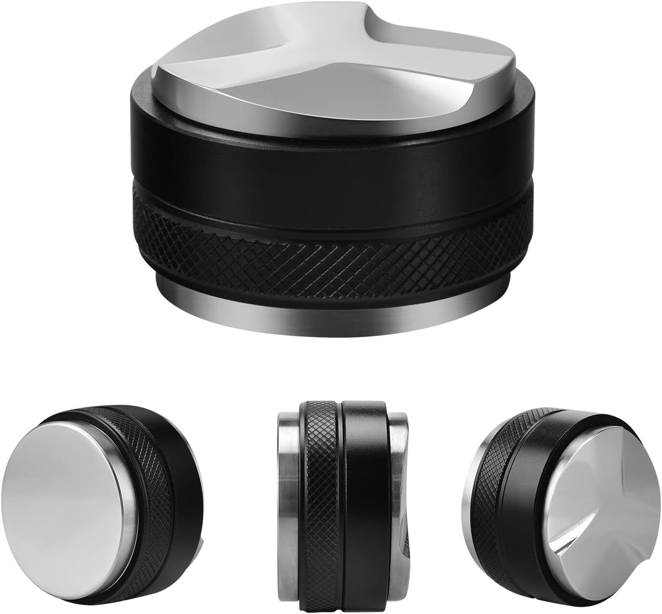 58mm Espresso Distributor & Tamper, Coffee Distributor Adjustable Height, Coffee Leveler Fits with Two-in-one Double-head and Flat-bottom Three Leaf for Macaroons