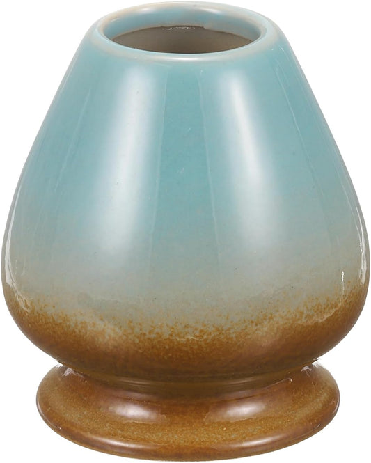 HARFINGTON Ceramic Chasen Stand 70mm Matcha Whisk Holder Teas Set Whisks Stand Traditional Matcha Tea Chasen Holder Tea Set Accessories for Tea Tasting, Brown/Blue