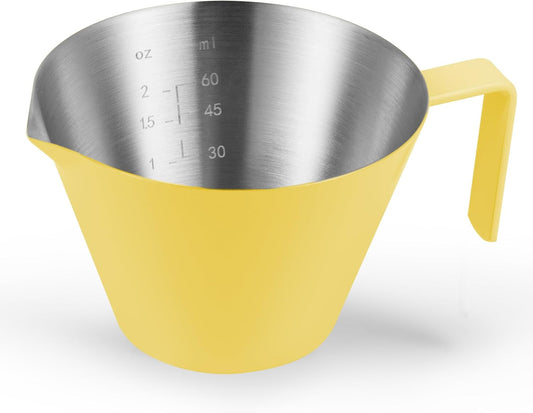 MHW-3BOMBER Espresso Measuring Cup with 3 oz Sauce Cup Espresso Shot Cup Stainless Steel Pouring Cup for Tomato Sauce|Steak Sauce|Desserts|Beverages| (Yellow) G5740-OS