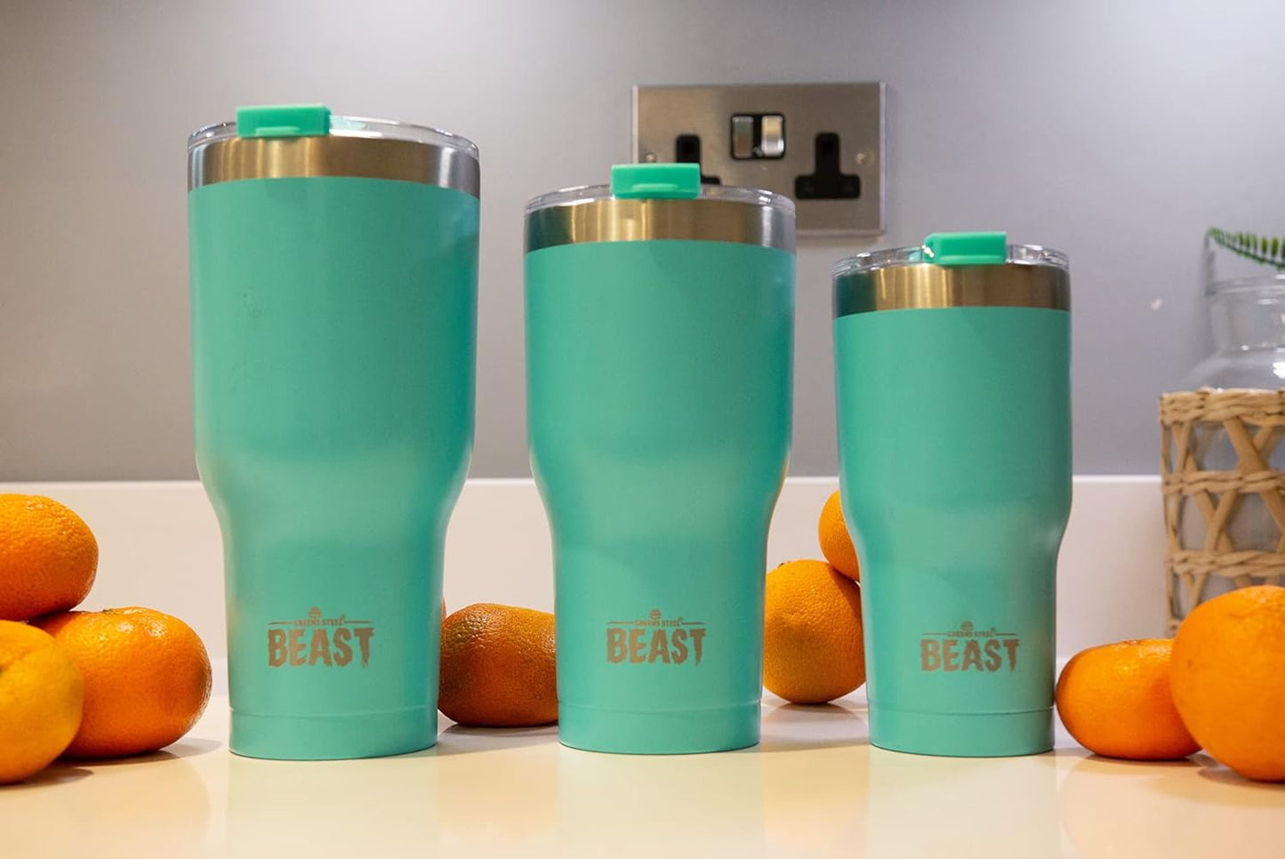Beast 40 oz Tumbler Stainless Steel Vacuum Insulated Coffee Ice Cup Double Wall Travel Flask (Aquamarine Blue)