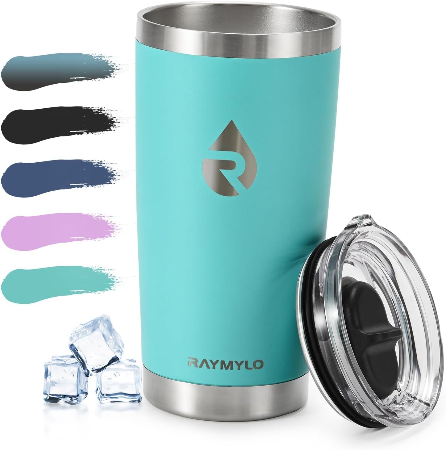 20 oz Coffee Tumbler - Insulated Stainless Steel Travel Mug for Hot/Cold, Spill Proof with BPA-Free Detachable Lid, Coffee Cup Fits Most Car holder, Includes Chic Stickers, Seafoam