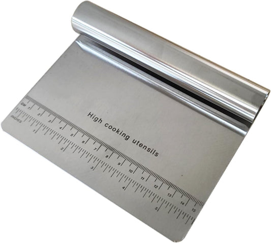 5.9" x 4.5" Dough Knife Stainless Steel Scraper, Graduated Dough Cutter, Integrated Handle, Baking Knives, Multi Functional Scraper, Kitchenware
