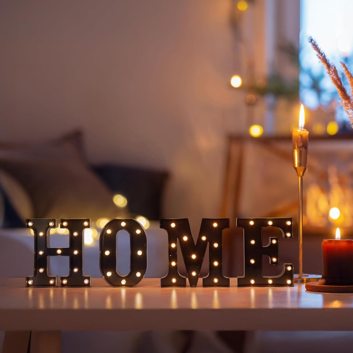 Foaky Black LED Letter Lights for Room Decor - Bedroom Wall Decor, Alphabet Lights for Home, Wedding, Party - Battery Operated （U）