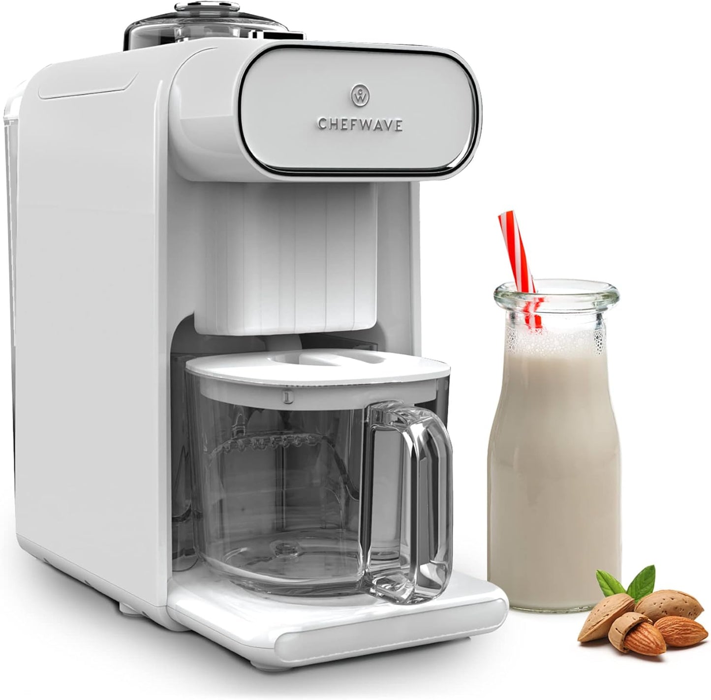 ChefWave Milkmade Dairy Alternative Vegan Nut Milk Maker Machine Almond Milk Soy Milk Oat Milk Cashew Milk Coconut Milk Macadamia Milk, No Soaking, Auto-Clean, Delay Start, Recipe Book - White