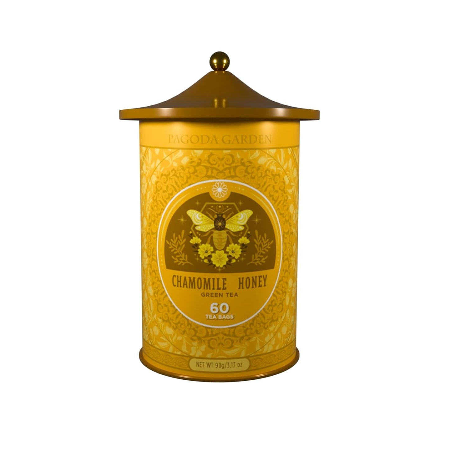 Life Plus Style Gourmet Pagoda Garden Chamomile Honey Green Tea Organic Herbal Green Caffeinated Hot or Iced Natural Sweet Honey Sleep Relax Antioxidants Wellness Support 60 Tea Bags